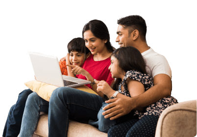 Family enjoying fast home WiFi on a laptop